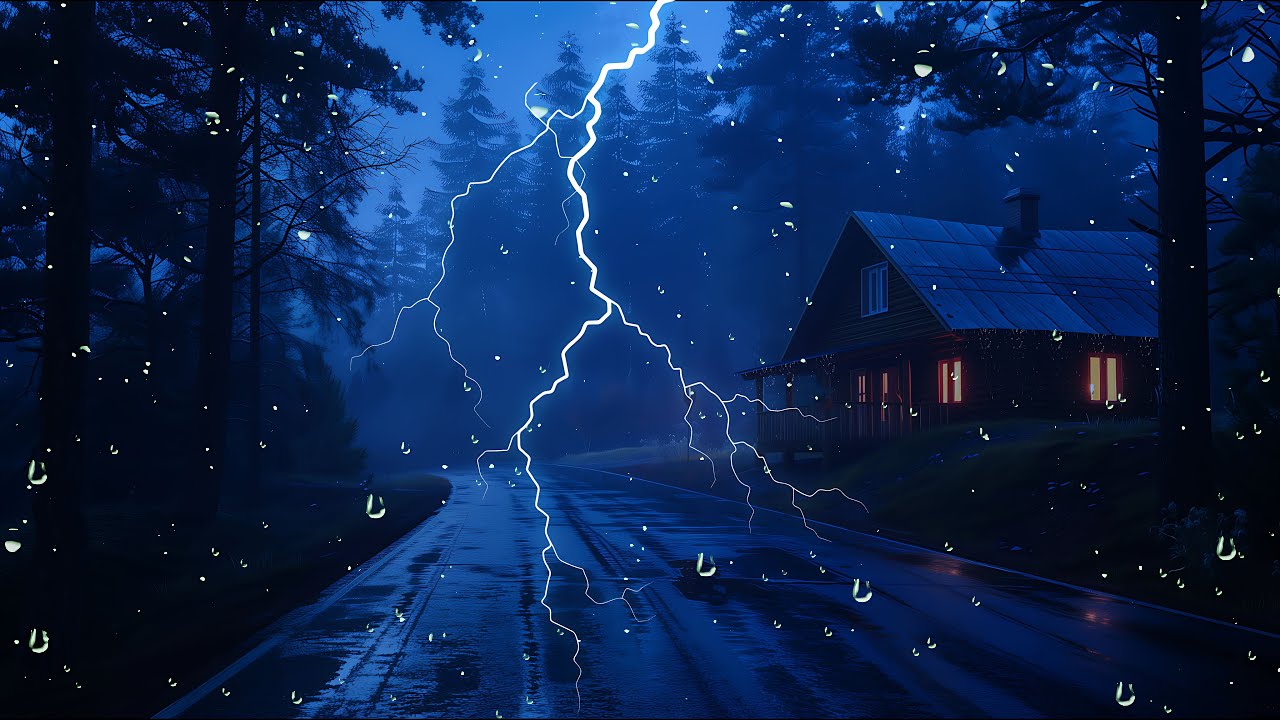 Achieve Deep Sleep Quickly | Heavy Rain and Thunder in the Night Forest