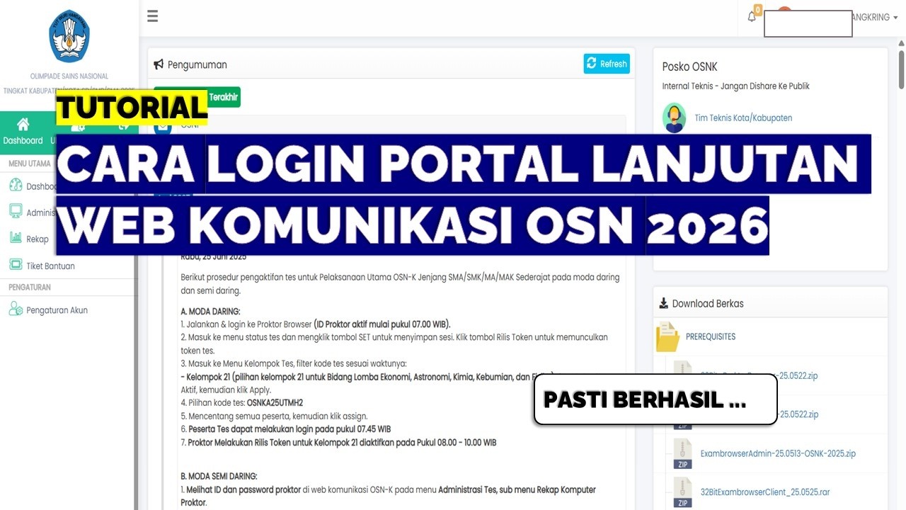 CARA LOGIN PORTAL LANJUTAN WEB KOMUNIKASI OSN 2026