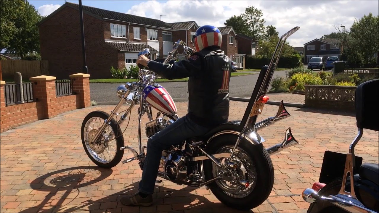 Easy Rider Captain America Chopper - Kick start and run test - Fire me up! 2.