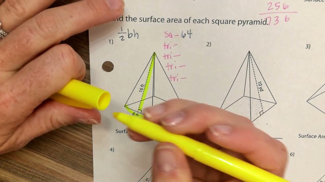 7th Grade Math 11-2 Surface Area of Square Pyramids