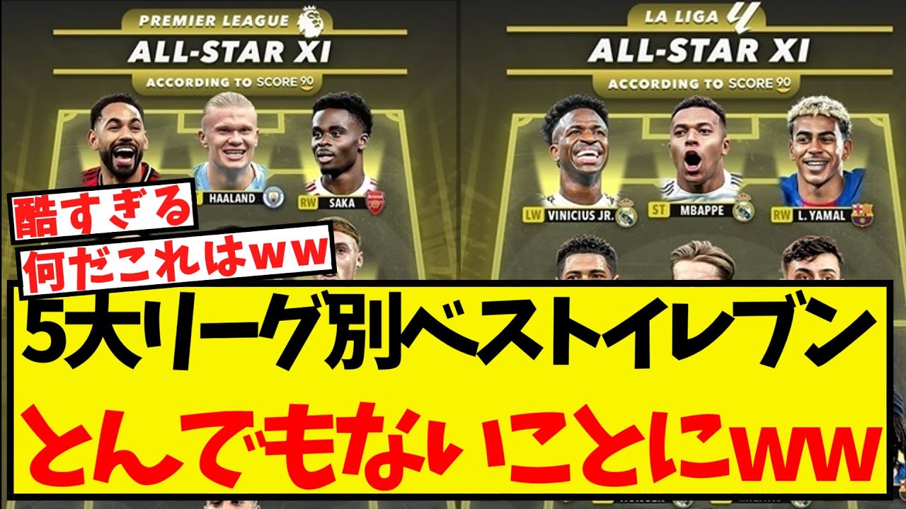 5大リーグ別ベストイレブン、とんでもないことになってしまうww