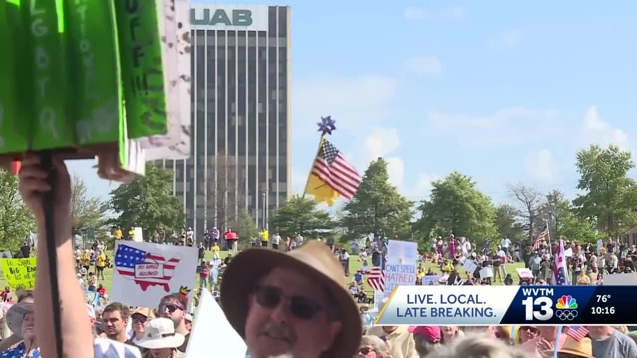 Protesters march in Birmingham during 2nd round of 'No Kings' protests against Trump administration