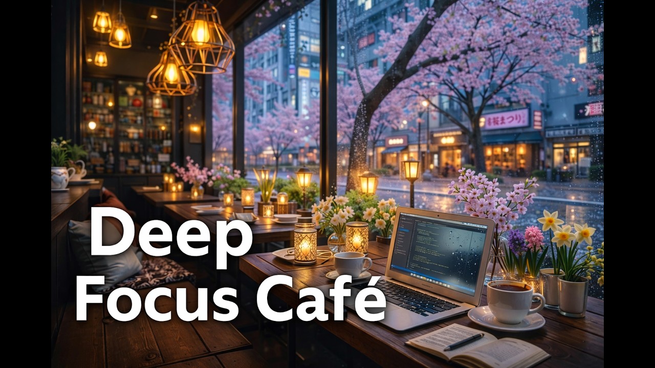 2 Hour Cozy Café in Tokyo ☕ Cherry Blossom Study & Deep Focus Ambience