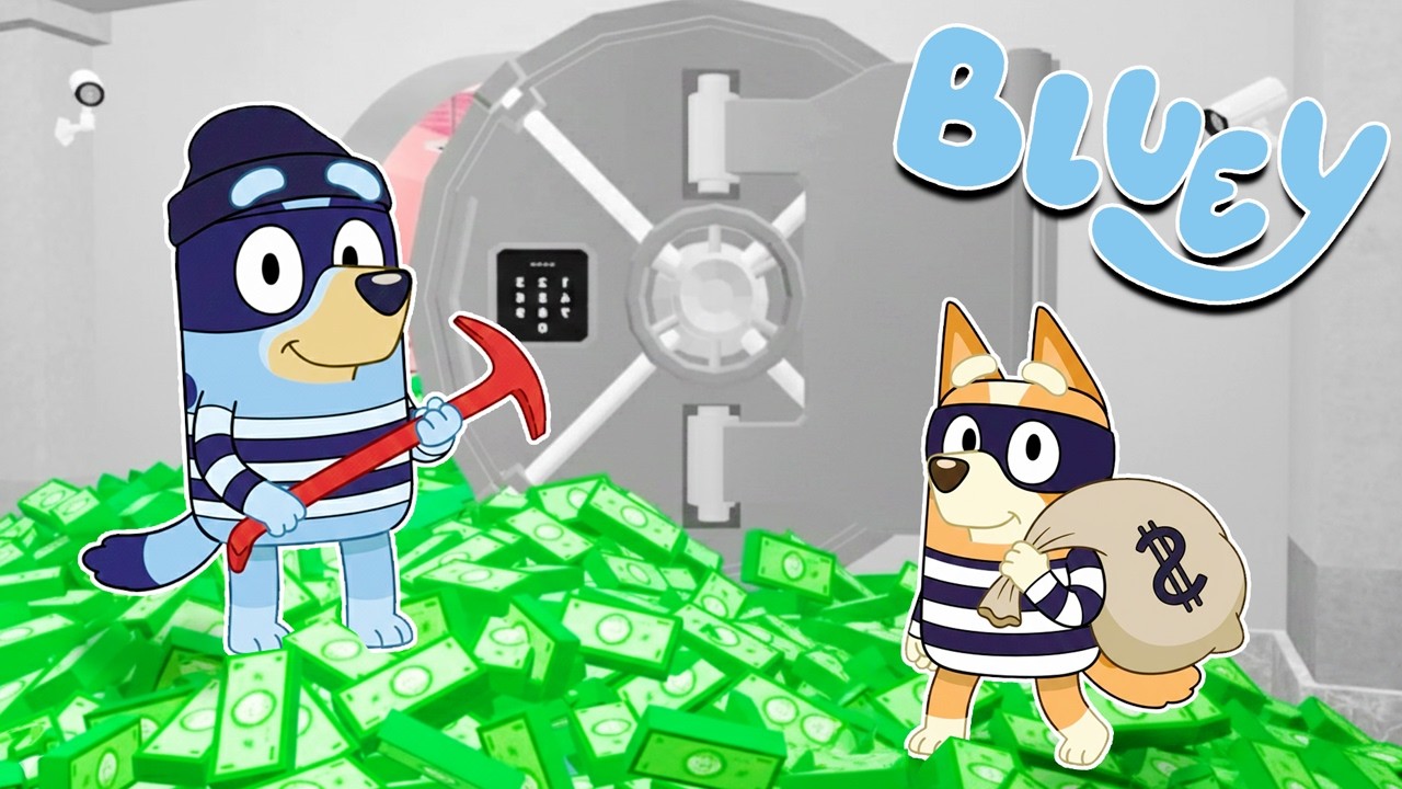 BLUEY y BINGO INTENTAN ROBAR TODO el DINERO a los RICOS | Las Aventuras de BLUEY en ROBLOX!