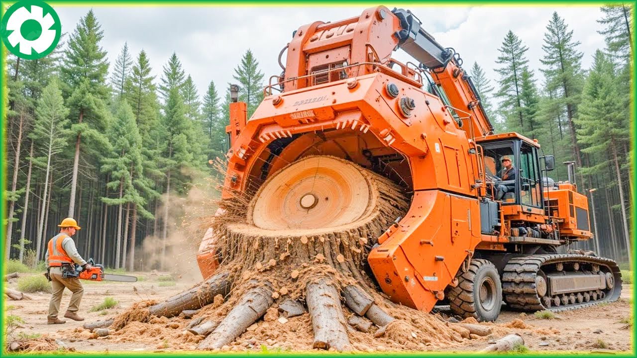 Most Big Chainsaw Tree Heavy Machinery Machines | Biggest Stump Removal Whole Tree Shredder