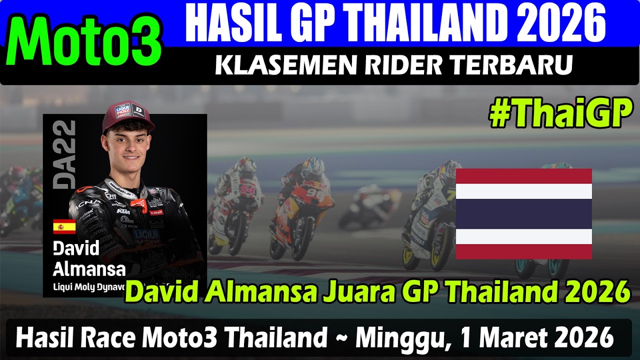 Hasil Moto3 Hari Ini - David Alamansa Juara GP Thailand 2026