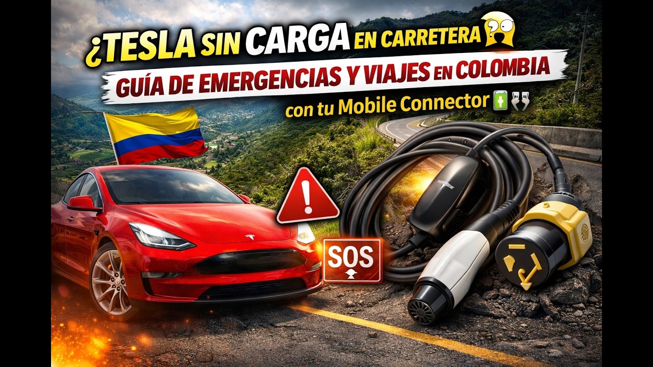 ¿Tesla sin carga en carretera? 😱 Guía de EMERGENCIAS y Viajes en Colombia con tu Mobile Connector 🔋🔌