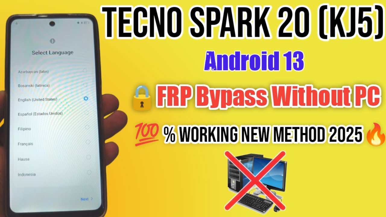 Tecno Spark 20 (KJ5) FRP Bypass Android 13 Without PC | 2025 New Working Method 🔥