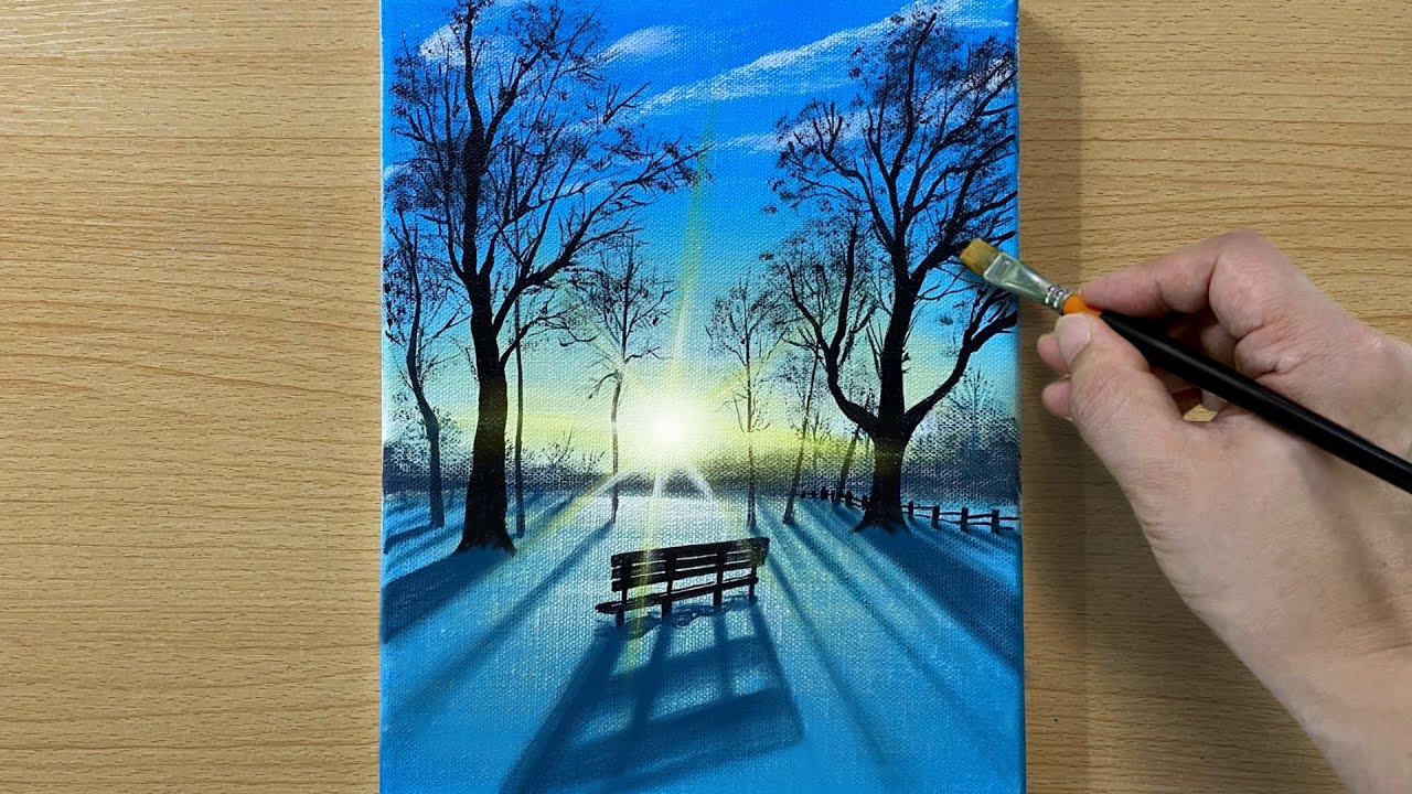 Snowy Morning / Acrylic Painting for Beginners / STEP by STEP #183 / 눈내린 아침 아크릴화