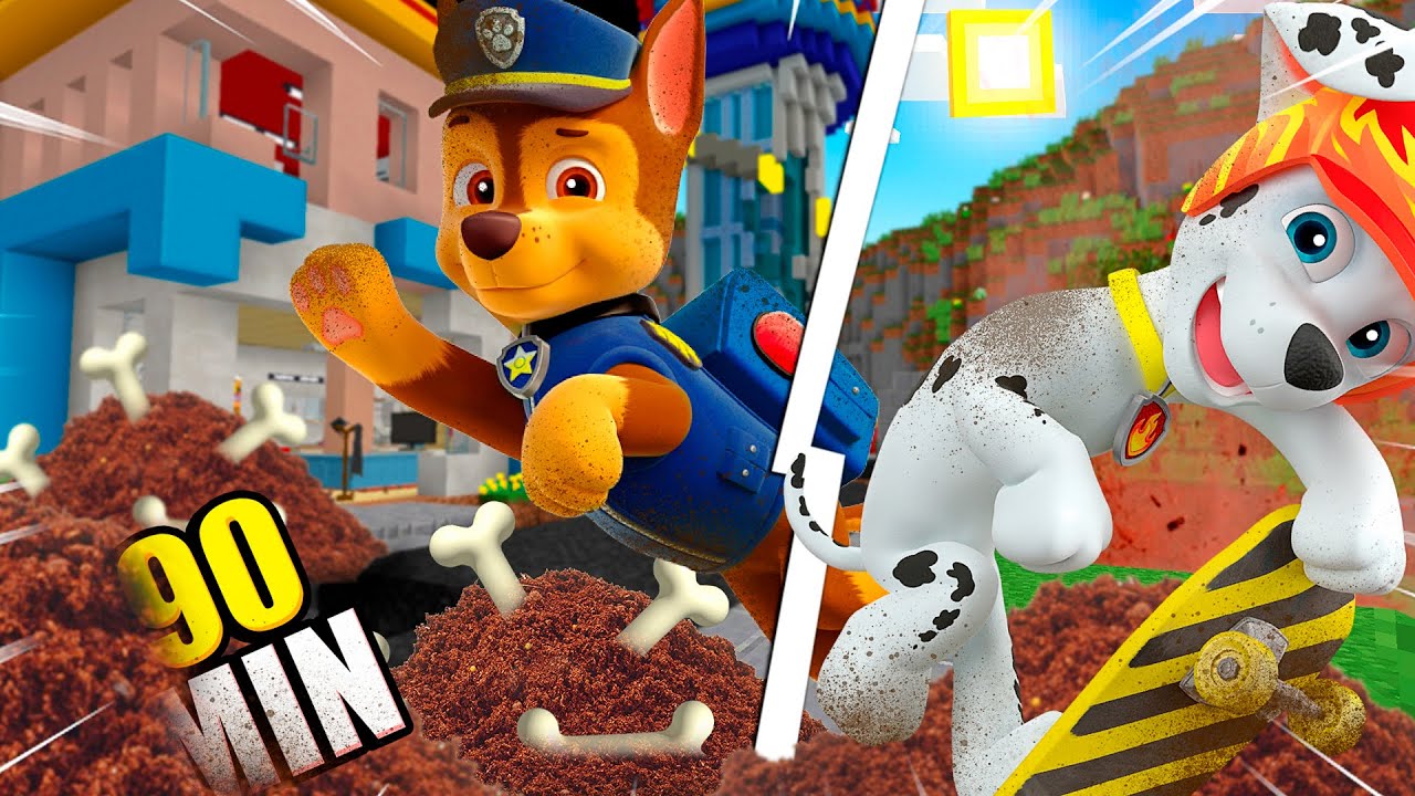 TODAS LAS TRAVESURAS DE LA PAW PATROL EN MINECRAFT ¡90 MINUTOS! 😂