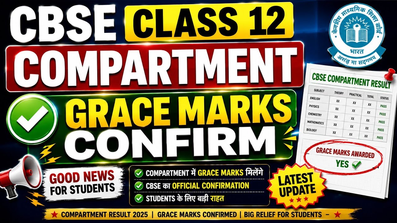 🔥 CBSE Class 12 Compartment Grace Marks Confirmed? | Latest Update 2026