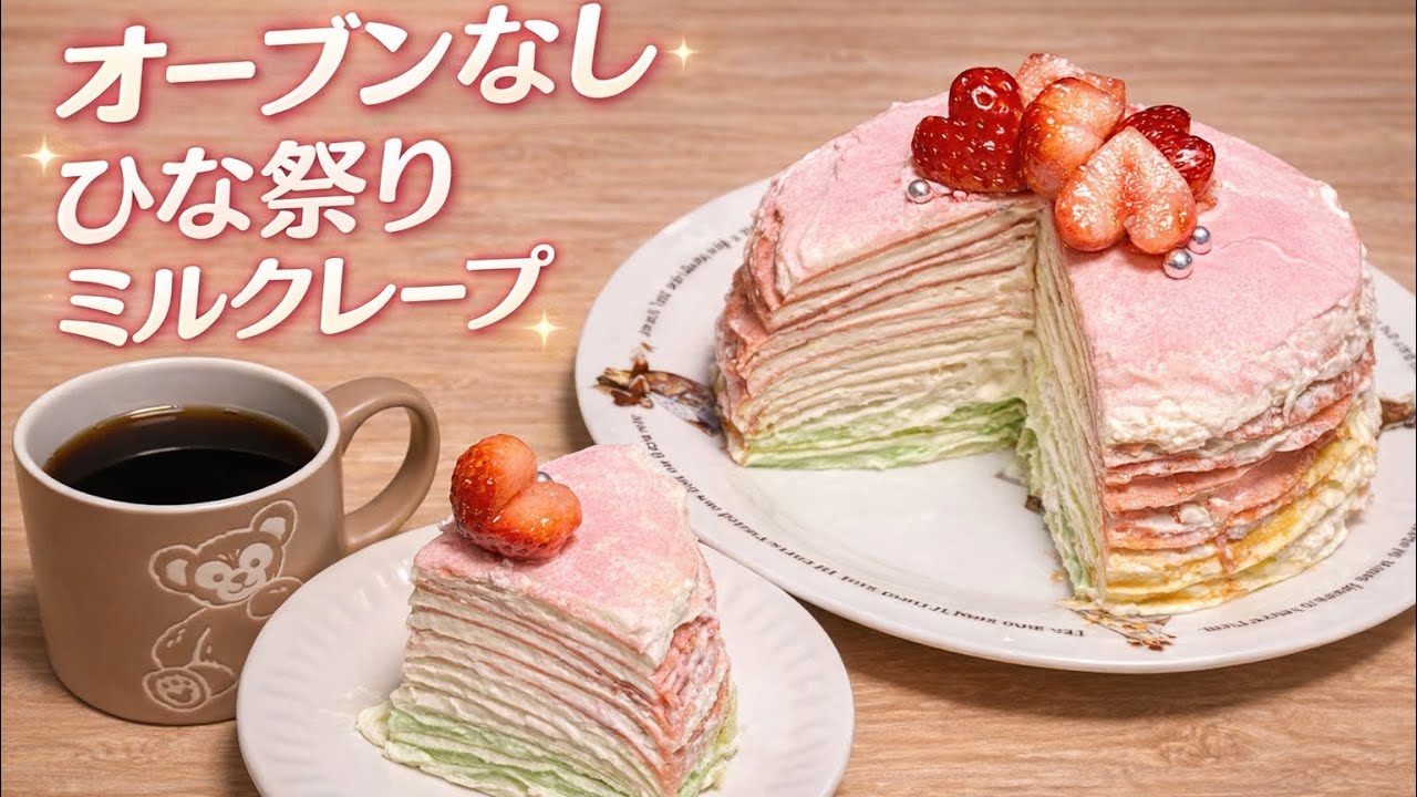 【失敗しない】ひな祭りの菱餅ミルクレープ🌸初心者でもきれいに作れる