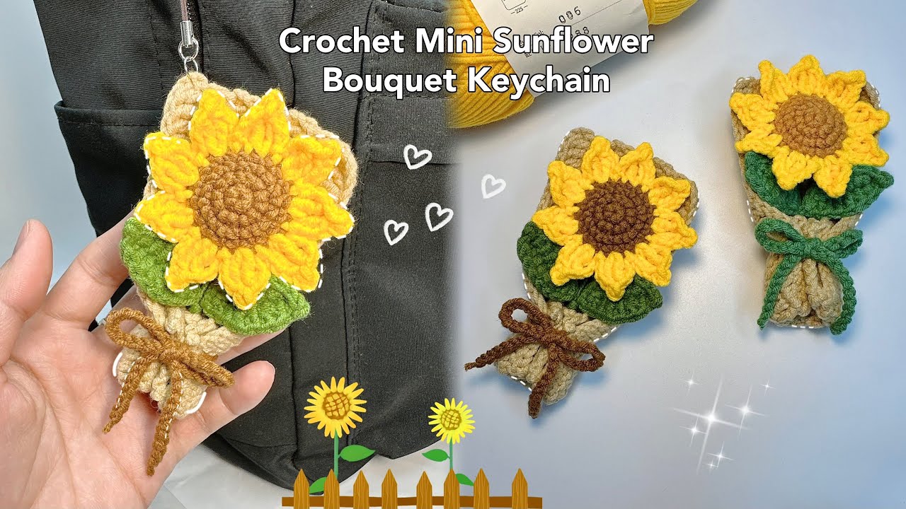 Crochet Mini Sunflower Bouquet Keychain 🌻| Crochet Gift Ideas | Móc Bó Hoa Hướng Dương Mini