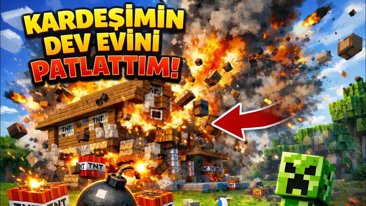Minecraft’ta kardeşimin dev evi PATLADI 😱💥