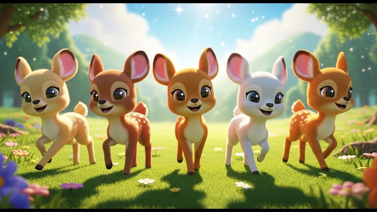 Five Little Fawn Babies Trot Trot Trot | Forest Animal Songs & Counting for Kids