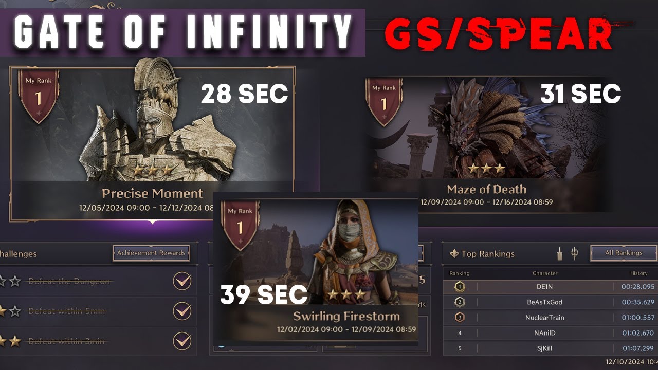 Throne and liberty EU - GATE OF INFINITY - GS/SPEAR 12/05/2024-12/12/2024
