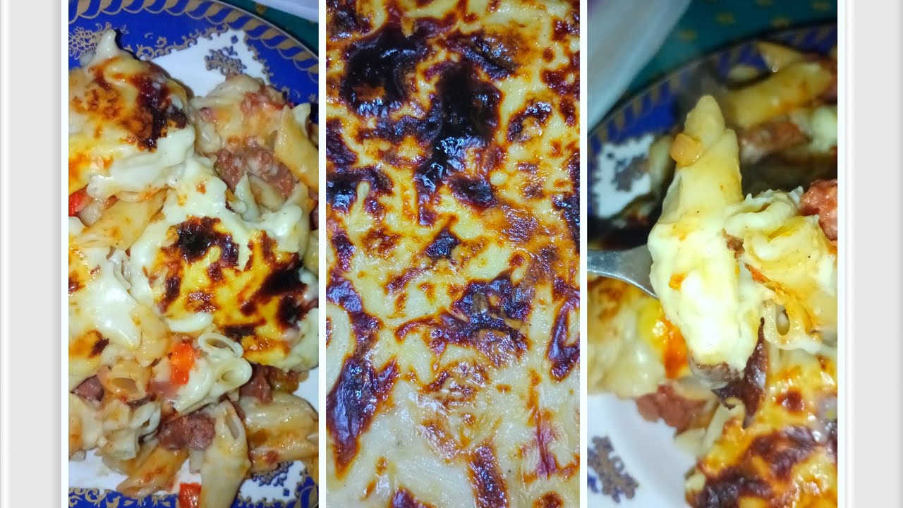 مكرونه بشاميل بالسجق