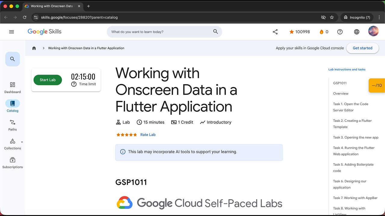 Working with Onscreen Data in a Flutter Application | GSP1011