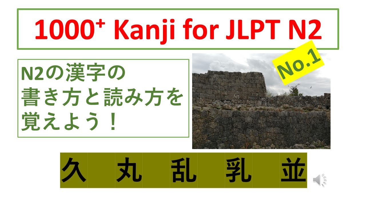 JLPT N2漢字 No.1// 1000 kanji for n2