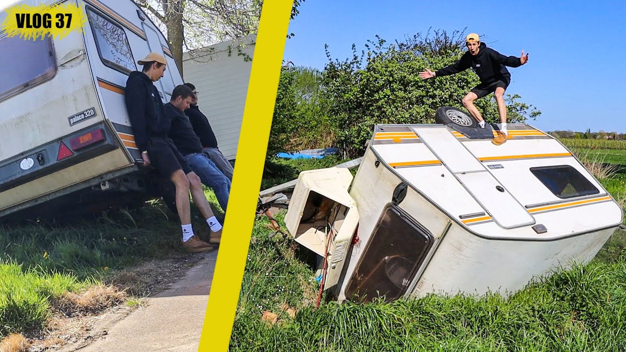 MIJN CARAVAN OMDUWEN IN DE SLOOT!!😱