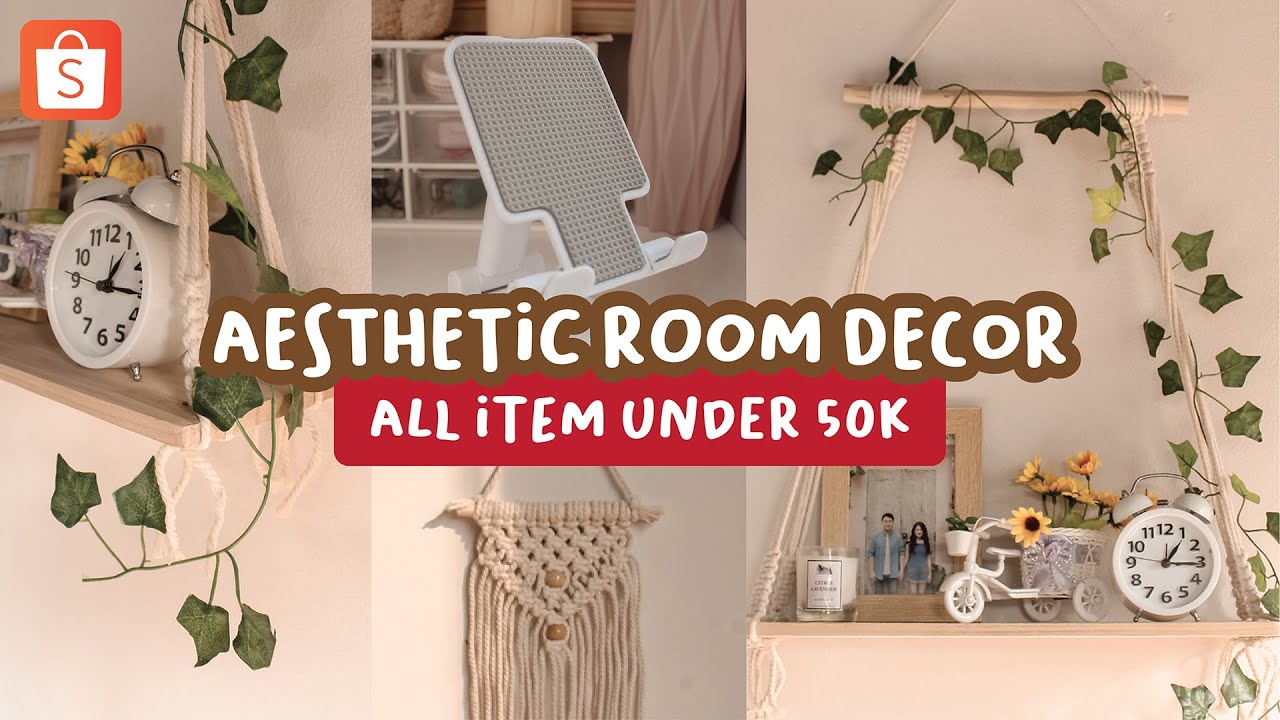 🛒 shopee haul aesthetic room decor ✨ | hanging macrame, ambalan, stand holder, etc | indonesia