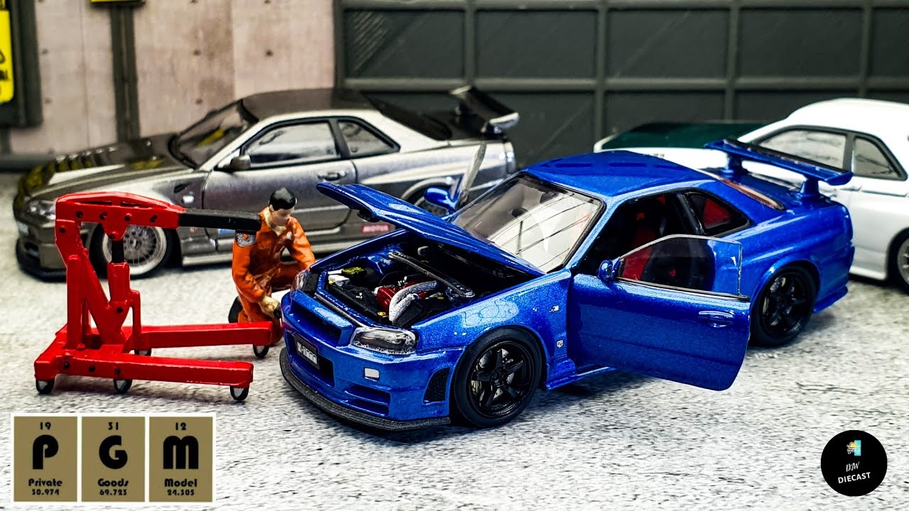 Nissan Skyline GT-R R34 Z-Tune Bayside Blue 1/64 by PGM x OneModel | UNBOXING and REVIEW