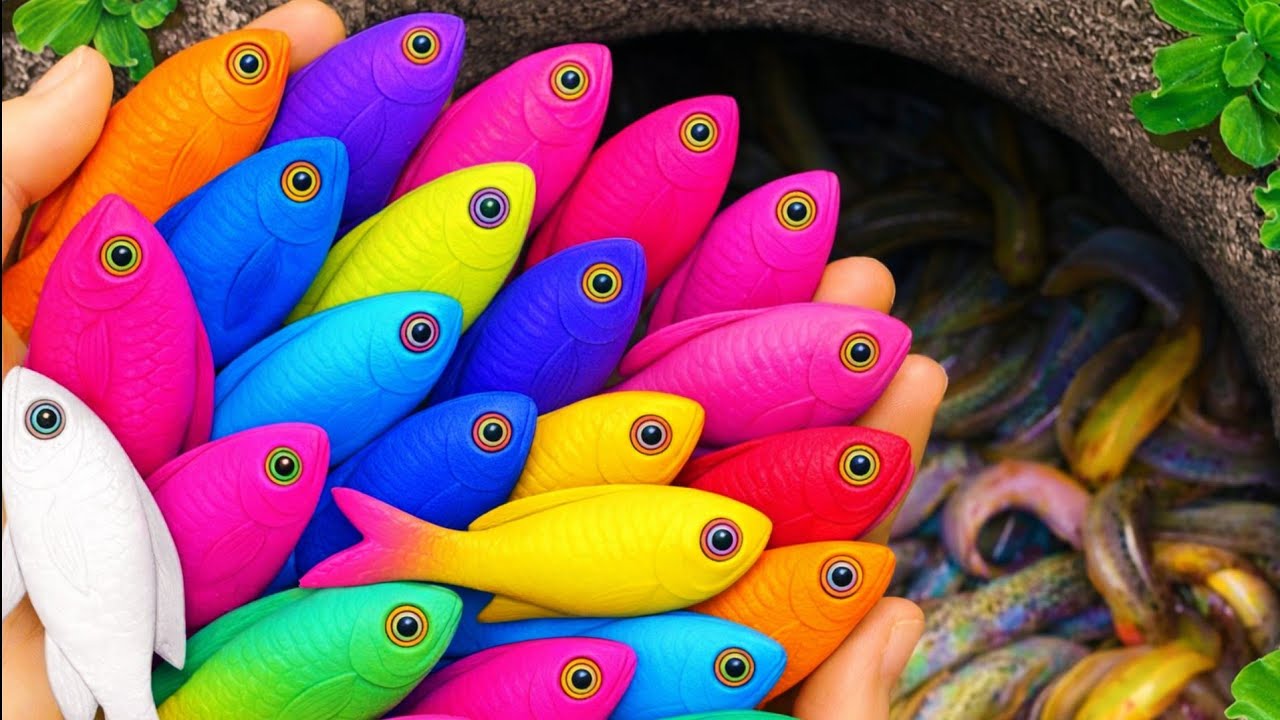 Catch beautiful aquarium fish in small pond baby turtle, eel, koi, pencil fish, cute fish, guppies 🐠