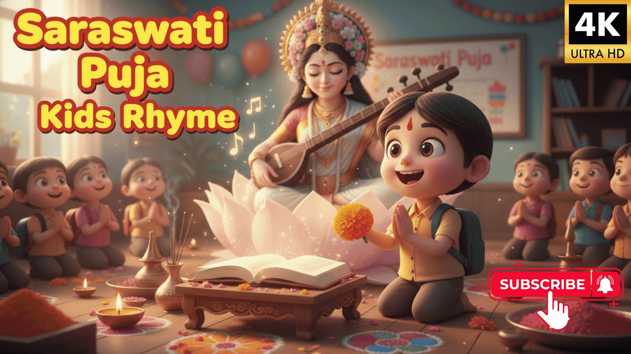 Saraswati Mantra for Students 📚 (सरस्वती वंदना) | Kids 3D Song & Bhajans | Basant Panchami Special