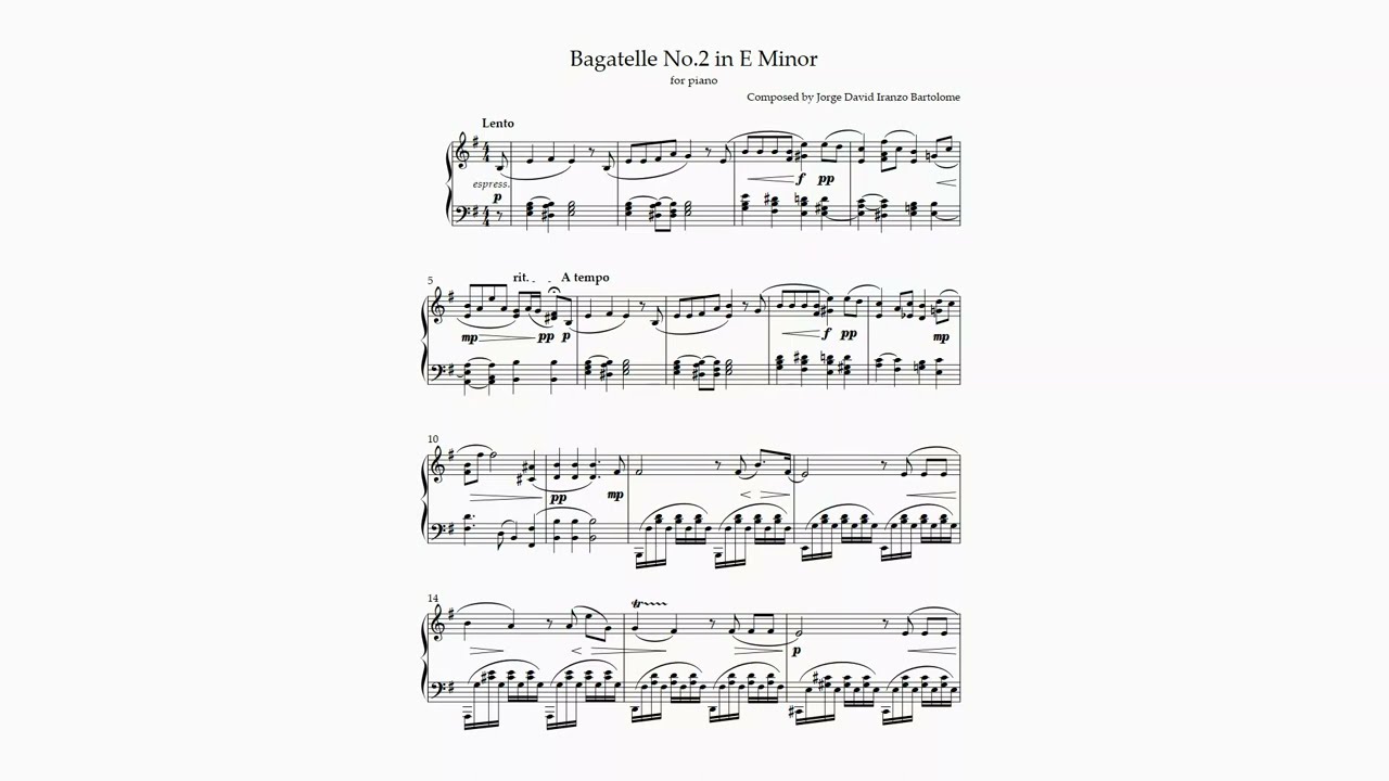 Bagatelle No.2 in E Minor for Piano
