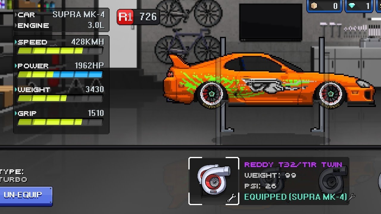 Modif mobil impian di game pixel cars racer | Toyota supra MK-4