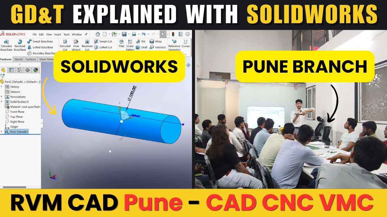 GD&T Explained CAD Design के साथ | RVM CAD Pune - Learn CAD Design & CNC VMC Programming in Pune
