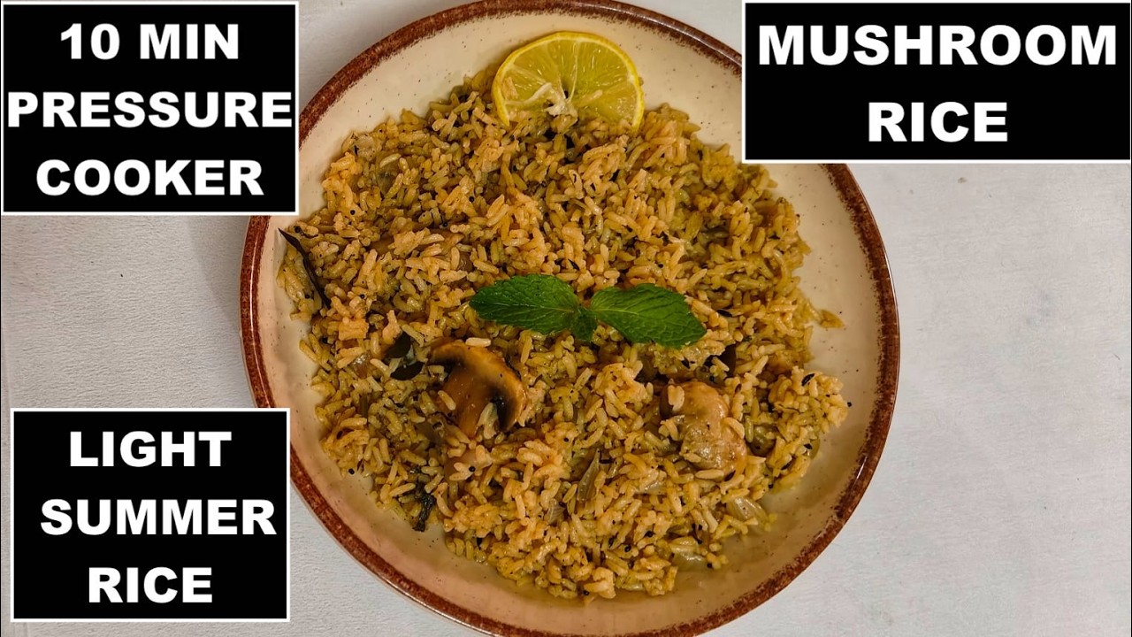 10 Minute Pressure Cooker Mushroom Rice | Light Summer Recipe