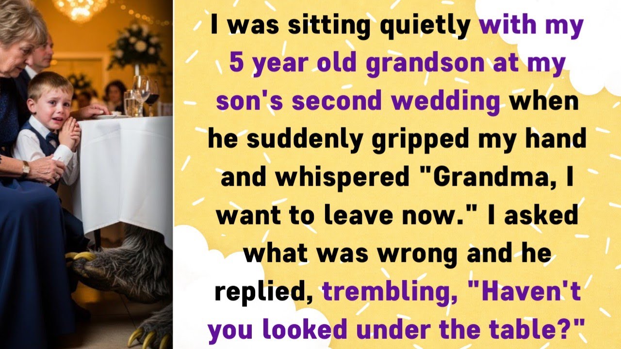 I was sitting quietly with my 5 year old grandson at my son's second wedding when he suddenly....