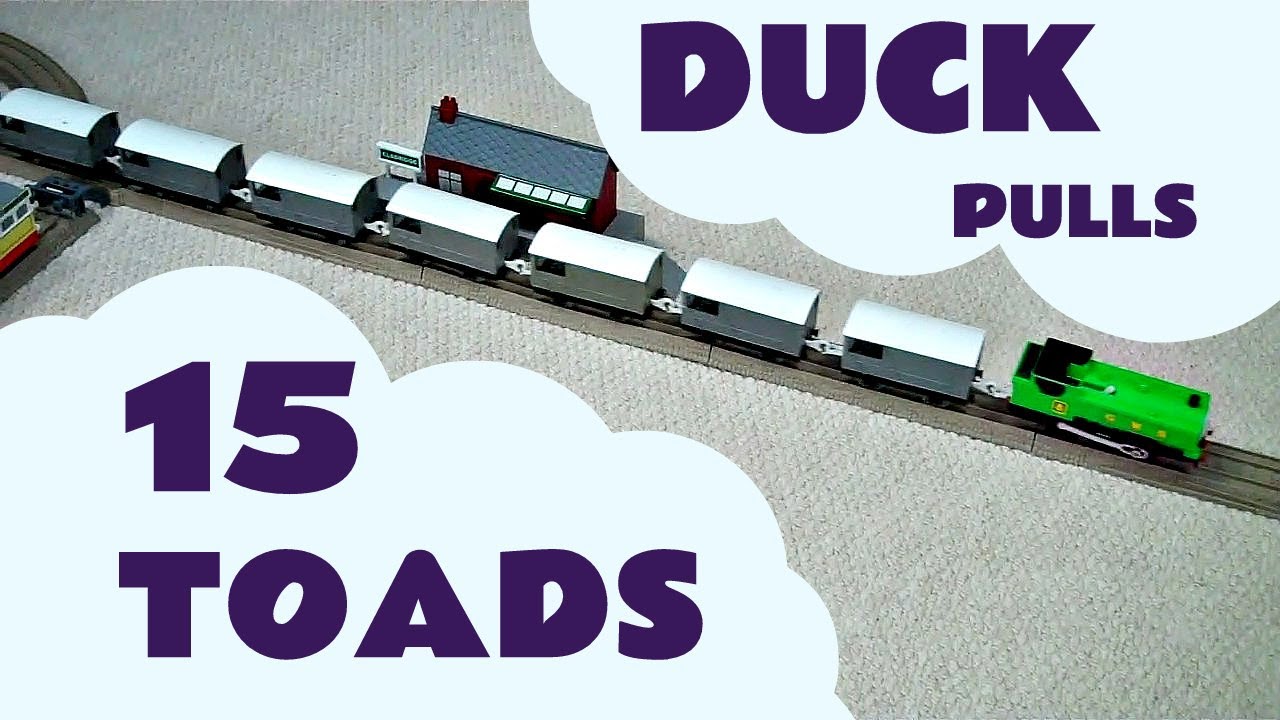 Thomas And Friends DUCK pulls 15 TOADS On Toy Train Set