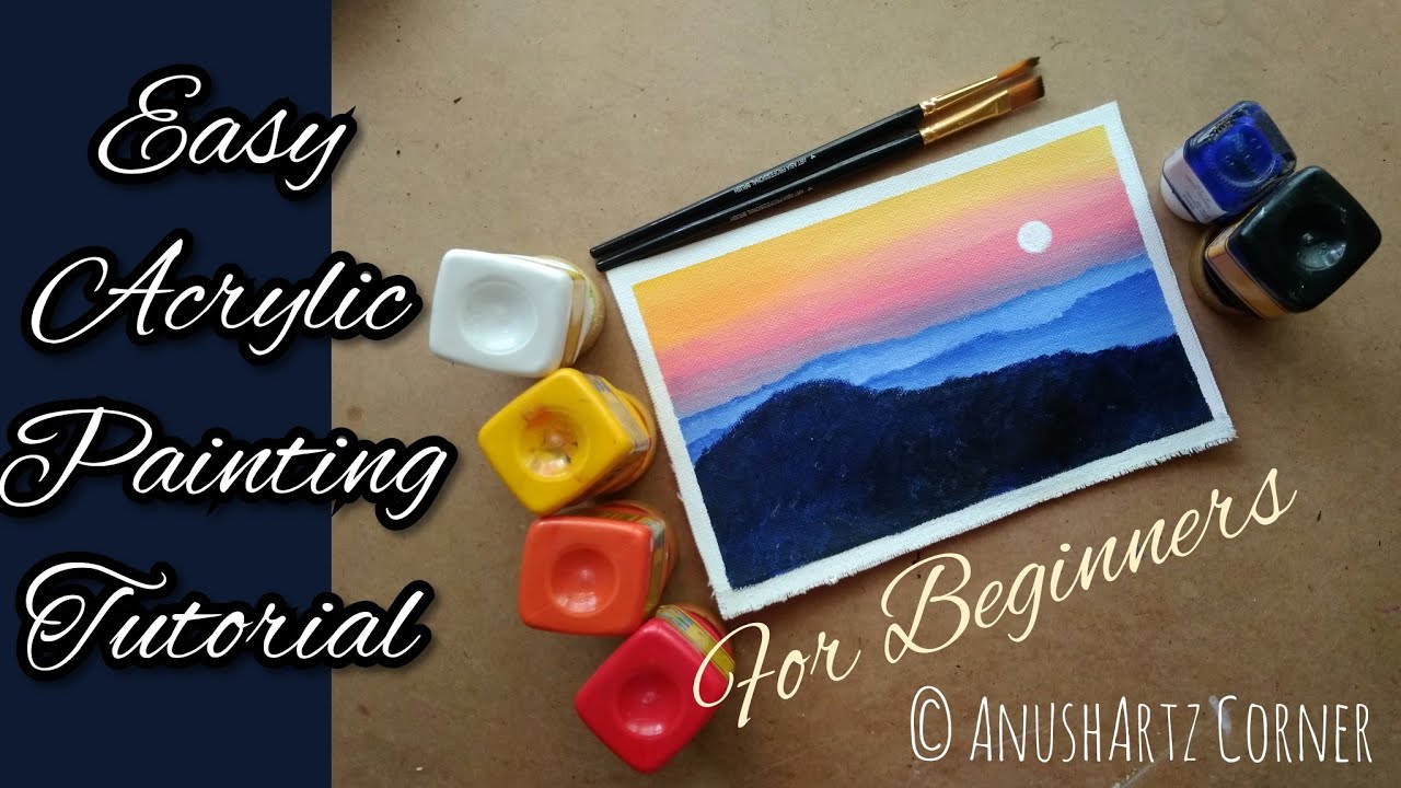 Easy Acrylic Painting Tutorial for Beginners| Scenery/Mountain Painting Tutorial| AnushArtz Corner