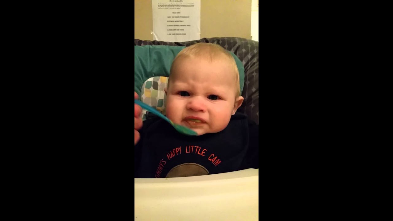 Baby's First time having Peas!