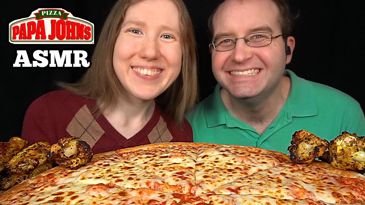 ASMR Papa John's Cheese Pizza MUKBANG (No Talking) Eating Sounds