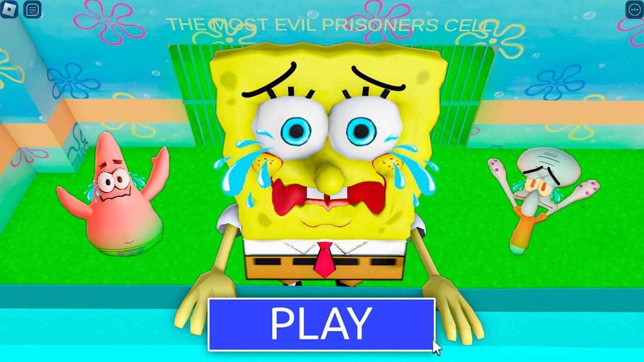 SPONGEBOB, SQUIDWARD, PATRICK in TOXIC MODE! PRISON RUN BARRY! #Roblox #obby