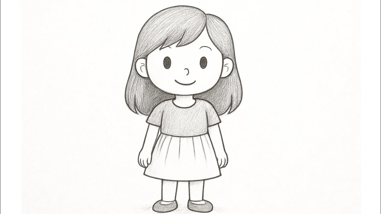 How to Draw a Cute Cartoon Girl | Easy Pencil Sketch Tutorial for Beginners 🥰🥰