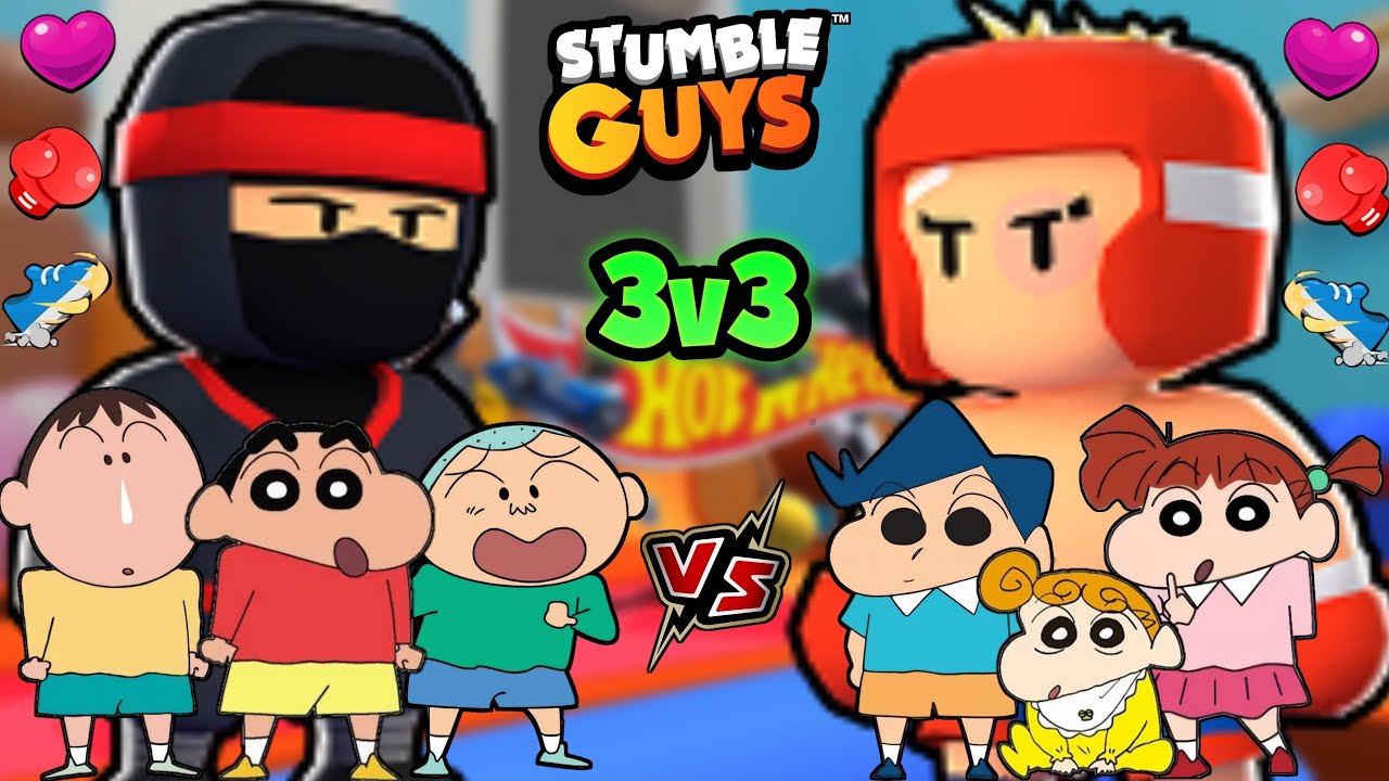Shinchan bochan masao vs kazama nene himawari in stumble guys 3v3 battle 😱🔥 | shinchan stumble guys😂