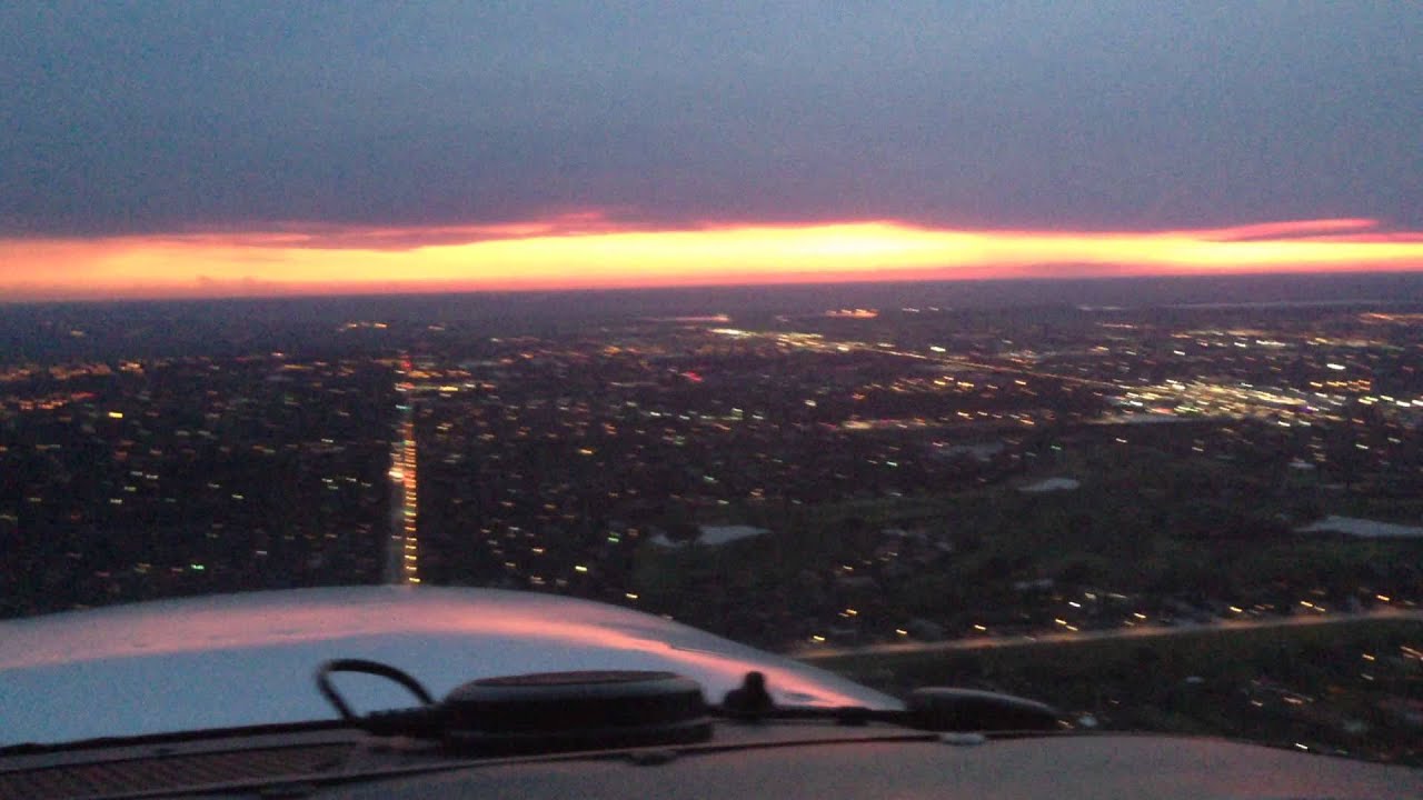 Flight 48: KEYW KTMB 9L Visual Approach C172 Cockpit - Dusk Night Convective