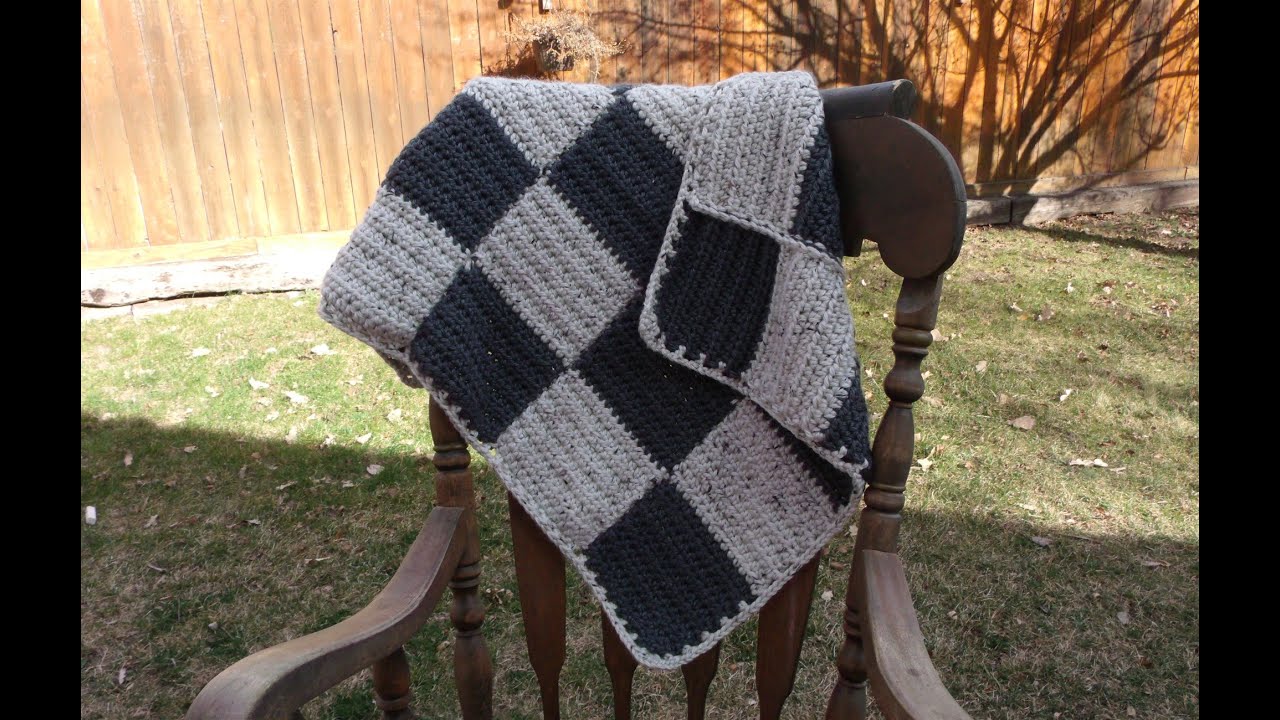 How to crochet a checker board baby blanket