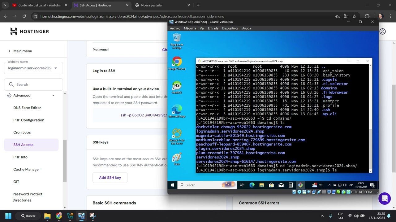 CONEXION VIA (SSH) DESDE EQUIPO WINDOWS, HASTA UN SERVIDOR EXTERNO (Hostinger)