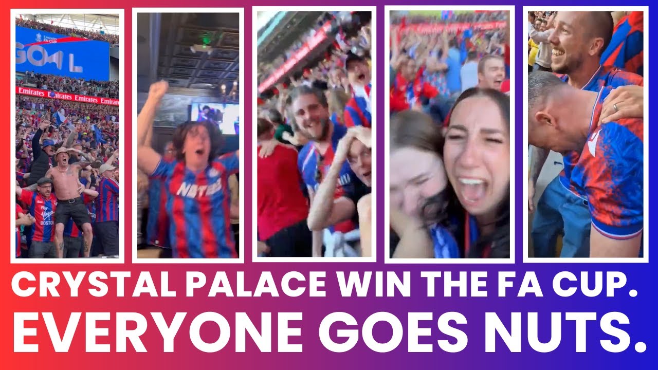 CRYSTAL PALACE WIN THE FA CUP.  EVERYONE GOES NUTS. (Epic supporter reactions set to epic music.)