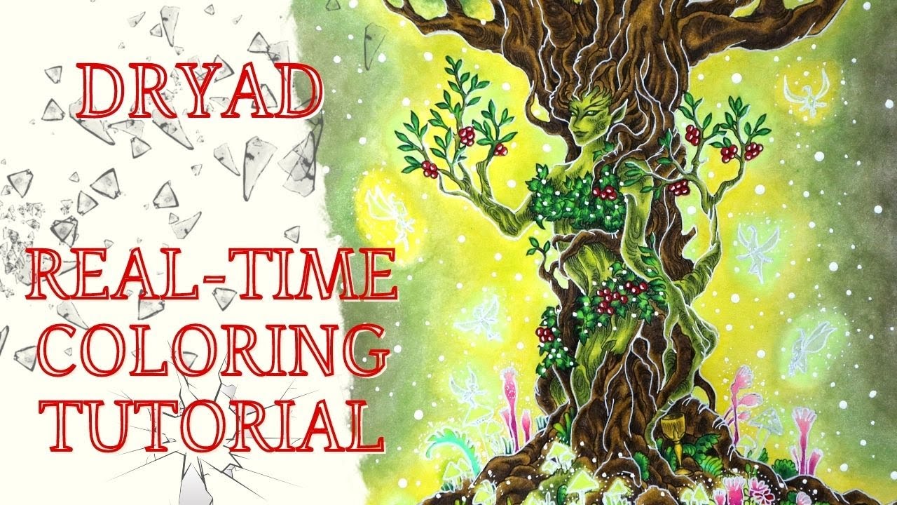 Real-time Coloring Tutorial|Dryad from Mythomorphia coloring book by Kerby Rosanes