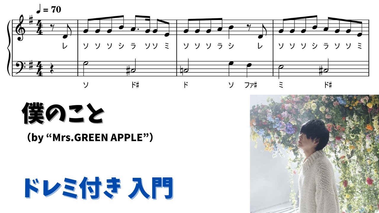 【ピアノ入門】僕のこと  Level.1 【ドレミ付き無料楽譜】