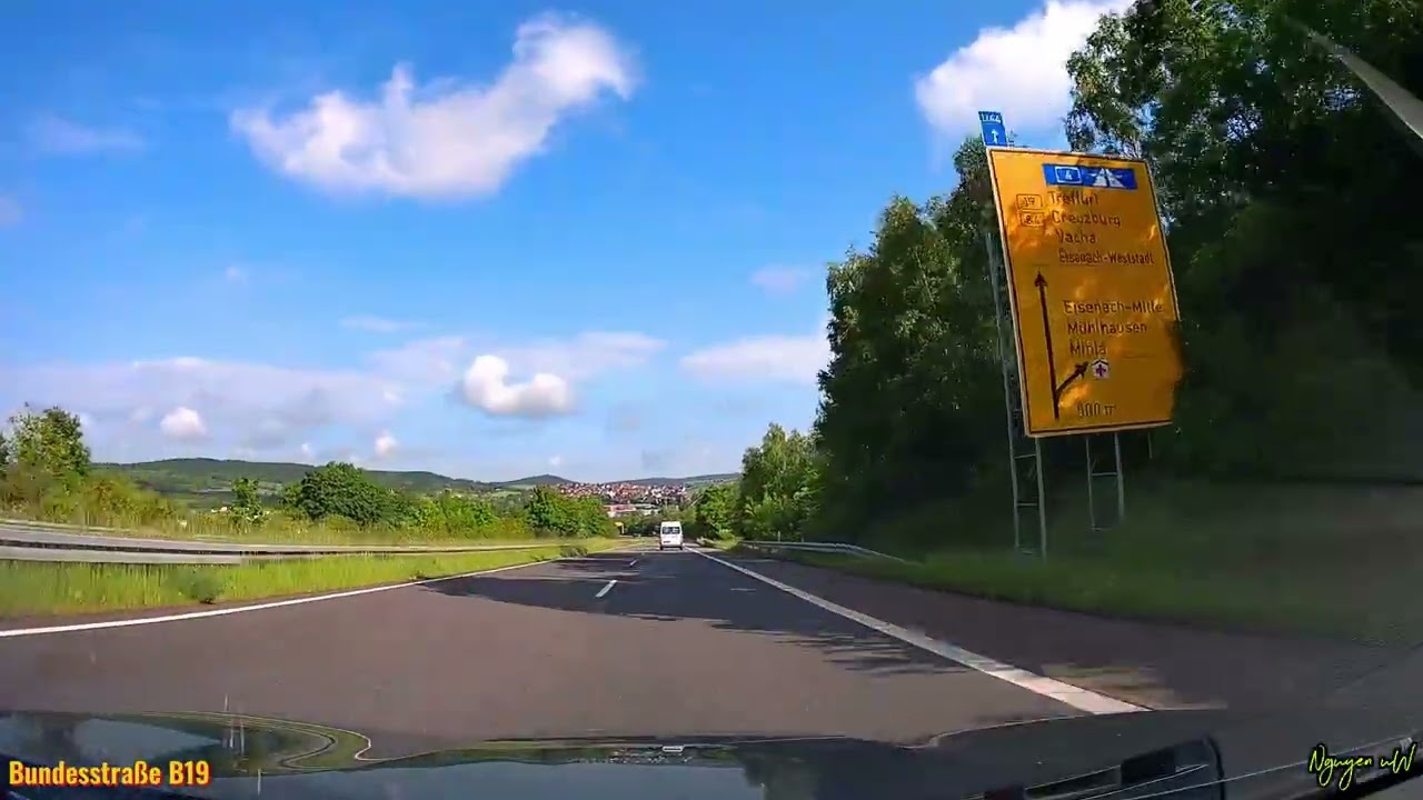 Die Bundesstraßen B19 wo die B19 Anfang bei Eisenach-West und B7