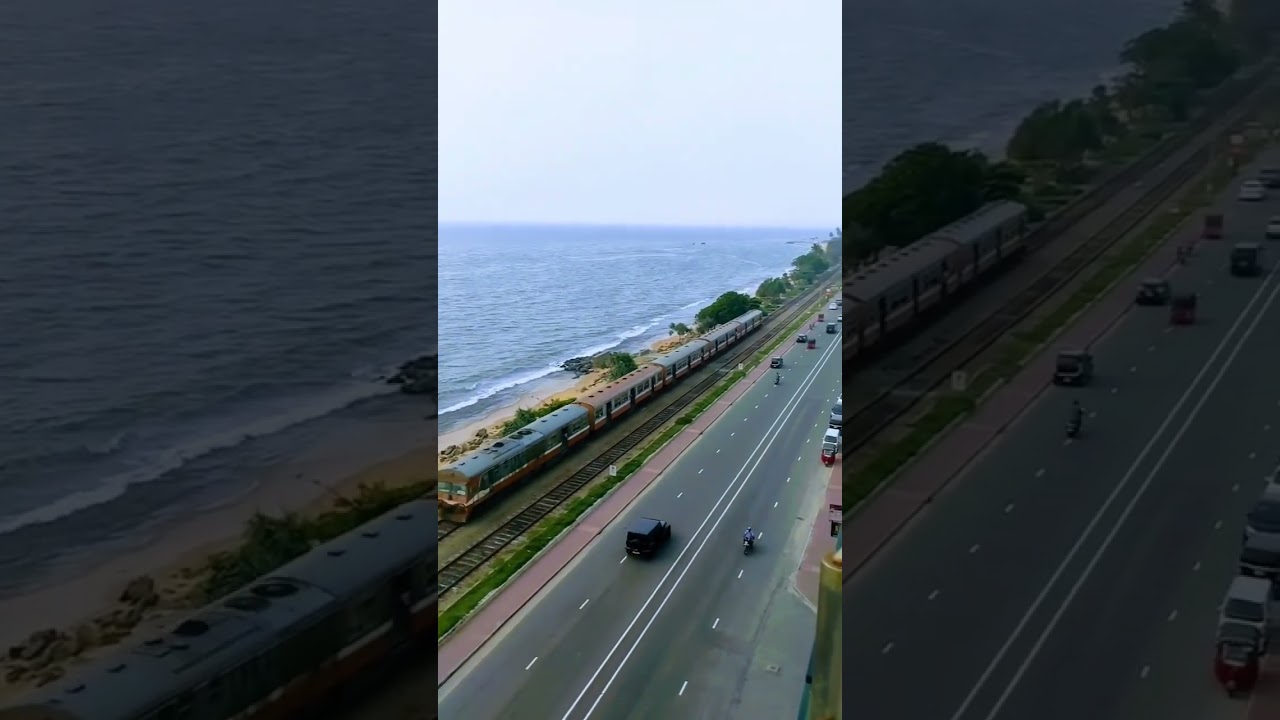 Srilankan train ride beside sea