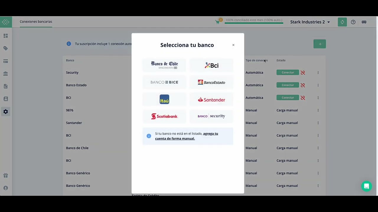 1.  Conectar una cuenta corriente en Chipax
