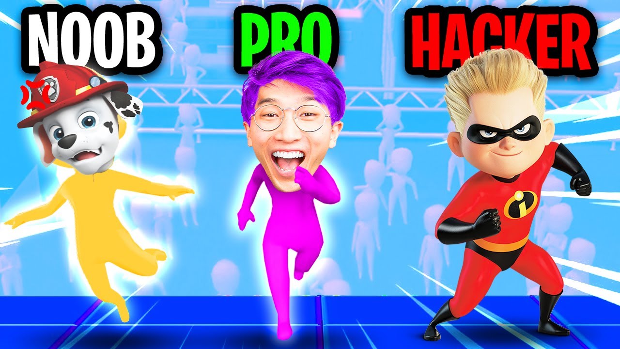 Can We Go NOOB vs PRO vs HACKER In EPIC RACE 3D!? (NINJA WARRIOR APP GAME!?)